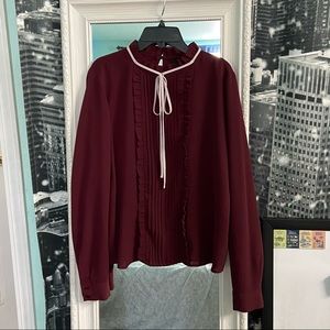 Forever 21 burgundy ruffle blouse